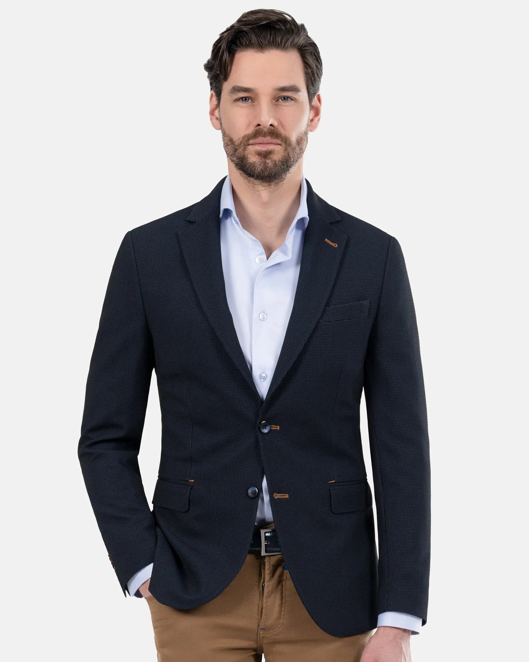 Italy Stretch Poly Light Indigo Blazer 62