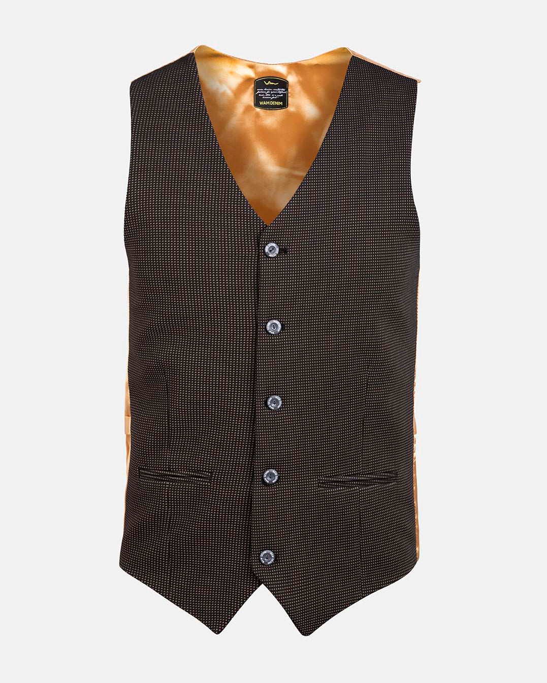 Trieste Blk Brown Plaid Vest 62