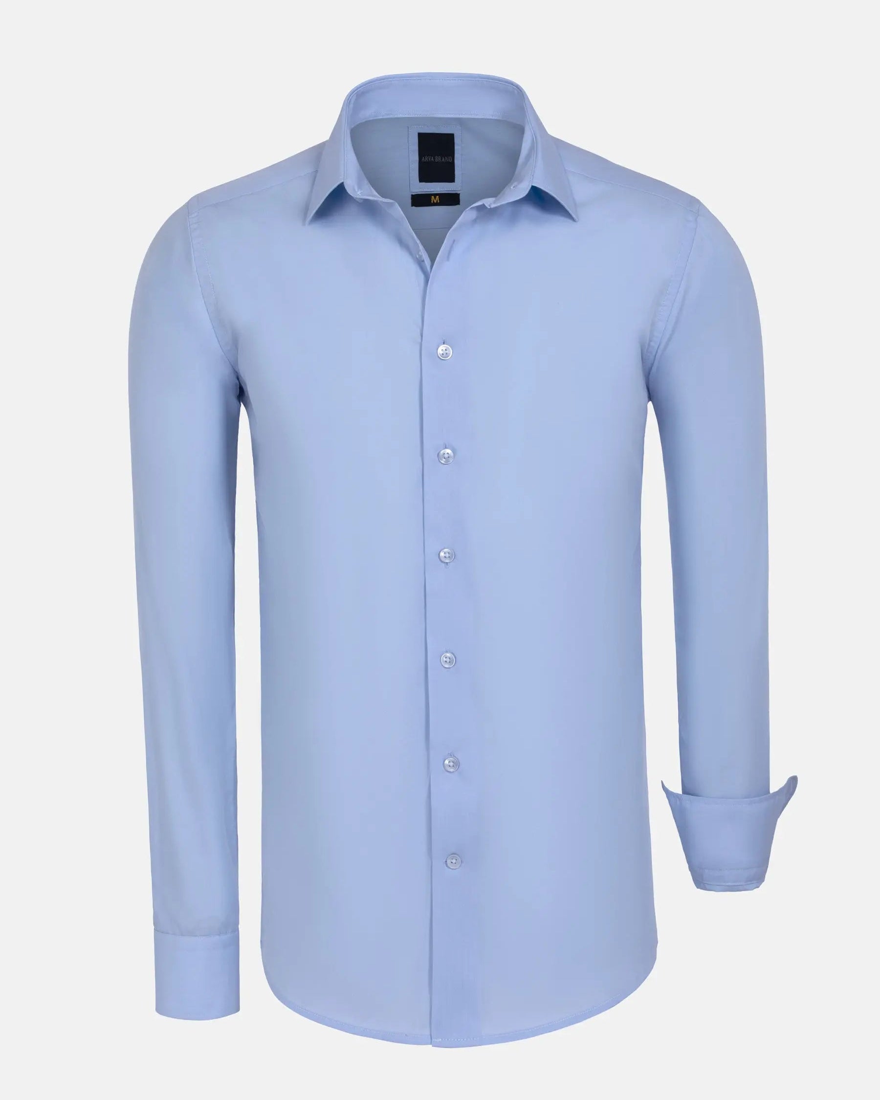 Leira Solid Light Blue Long Sleeve Shirt 6XL