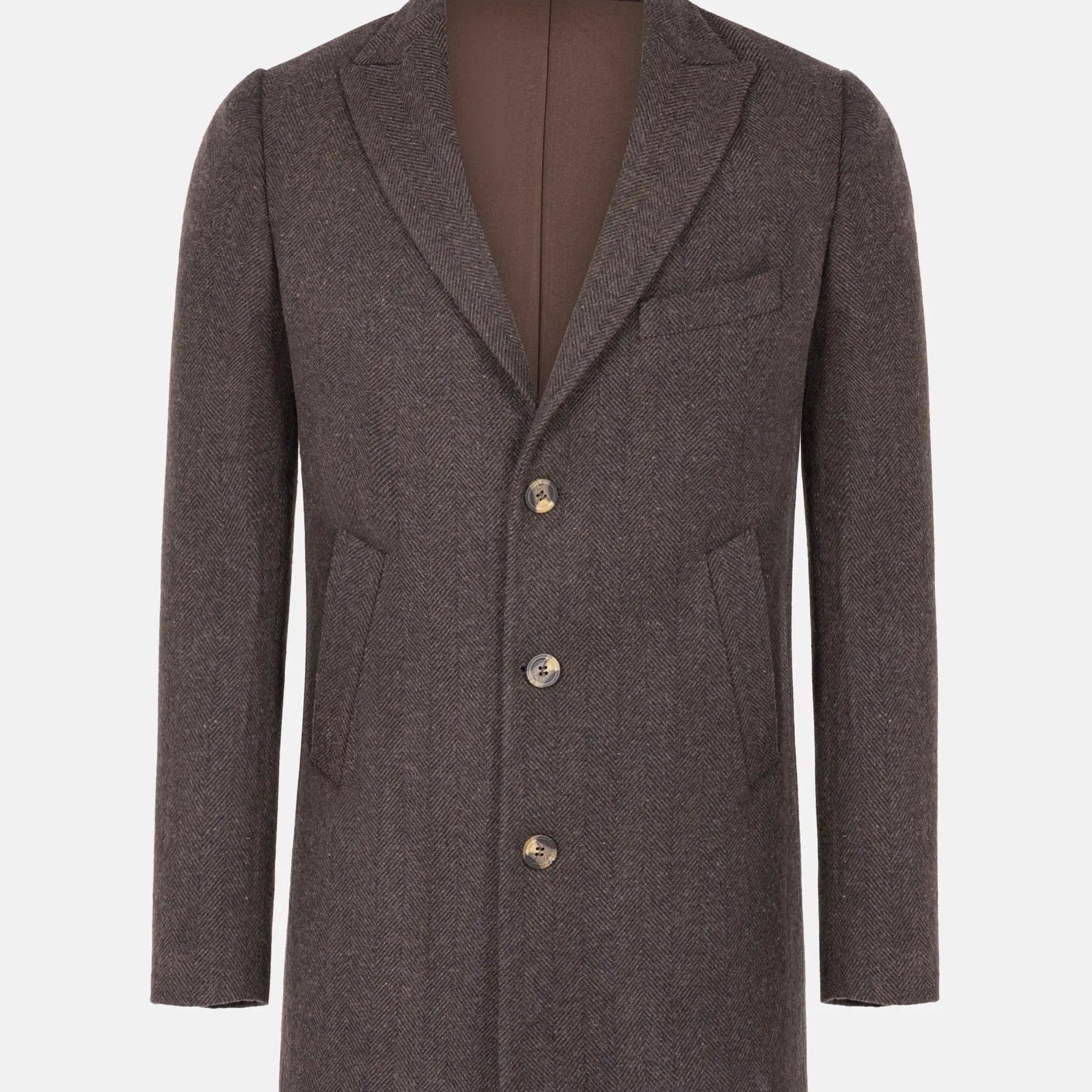 Ferras Peak Lapel Brown Trench Coat 6XL
