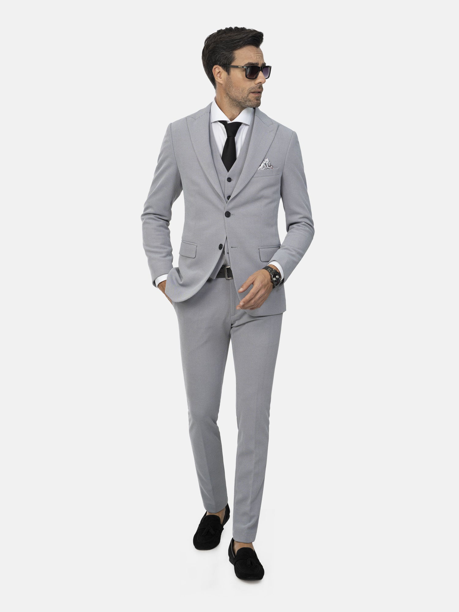 Nolan Peak Lapel Grey Blazer 60