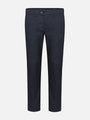 Navy slim-fit textured chinos with button closure and belt loops – Wam Denim.
