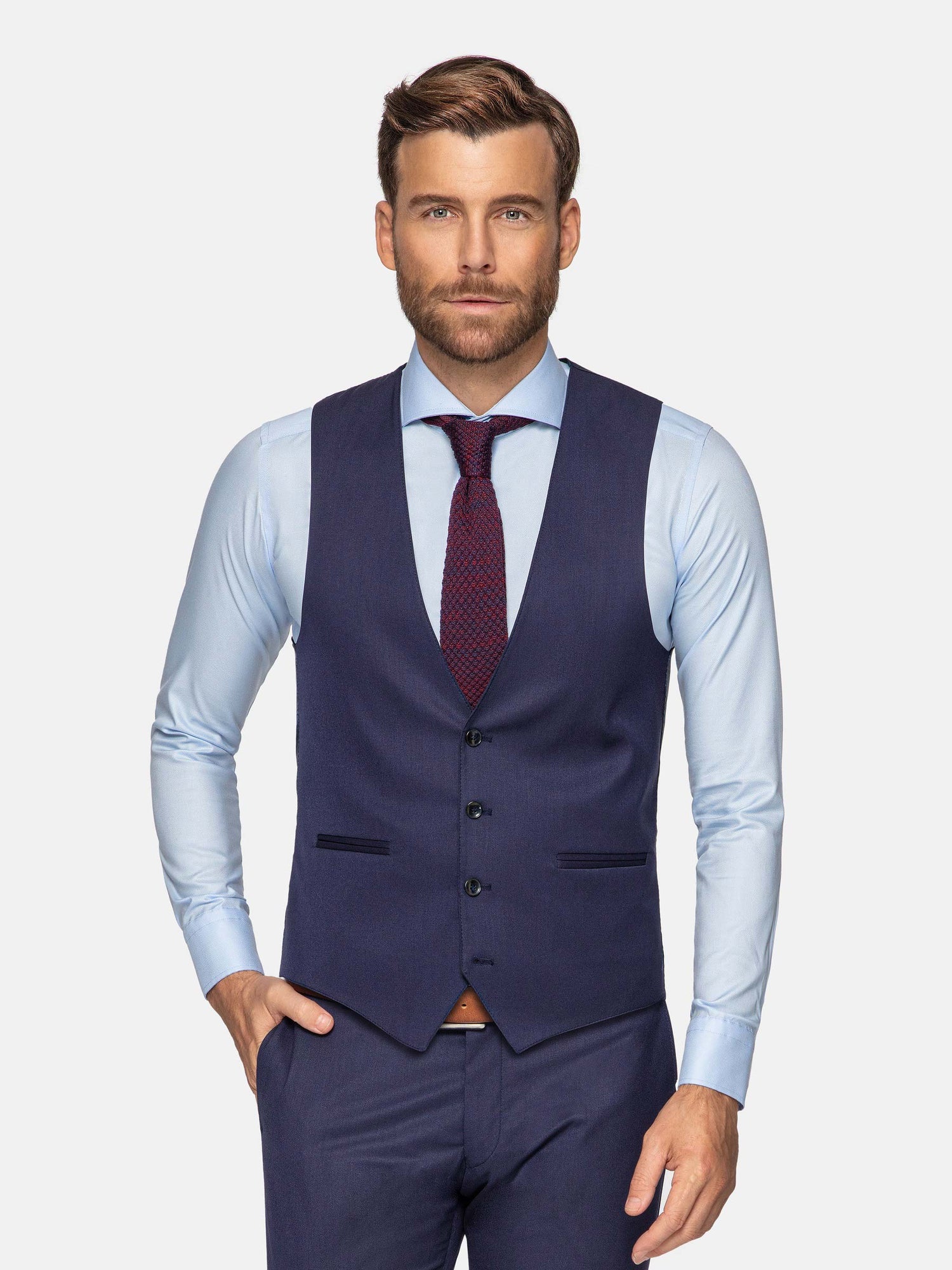 Scottsville Slim Fit Navy Plaid Vest 60