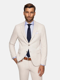 Sur Mer Slim Fit Single Breasted Beige Blazer 60