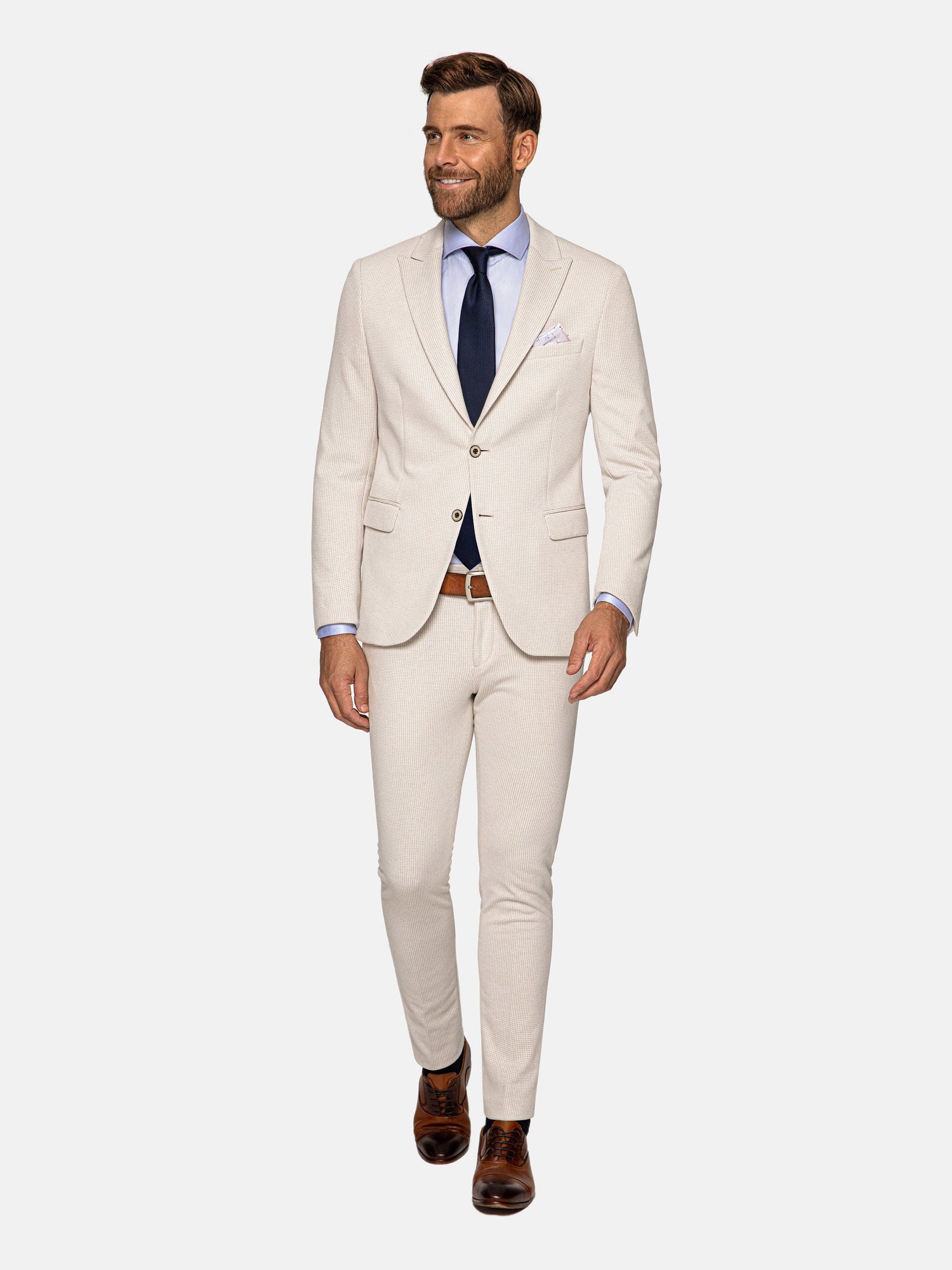 Sur Mer Slim Fit Single Breasted Beige Blazer 60