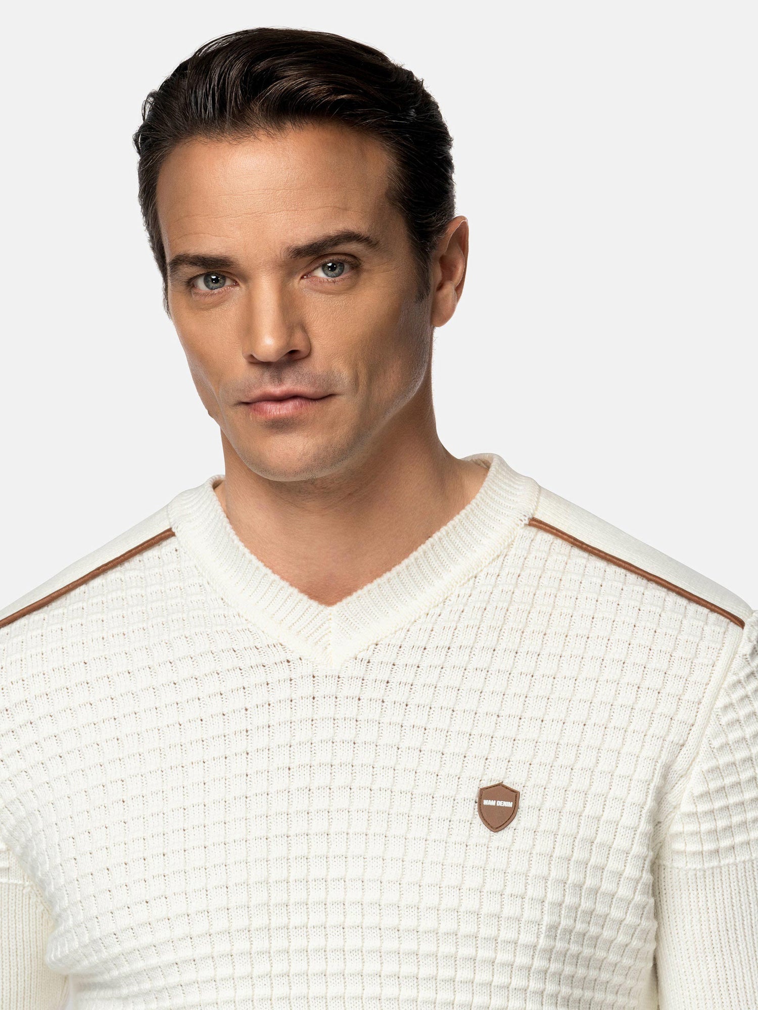 Dover Slim Fit V-Neck Off-White Knitwear 6XL