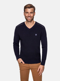 Dover Slim Fit V-Neck Navy Knitwear 6XL