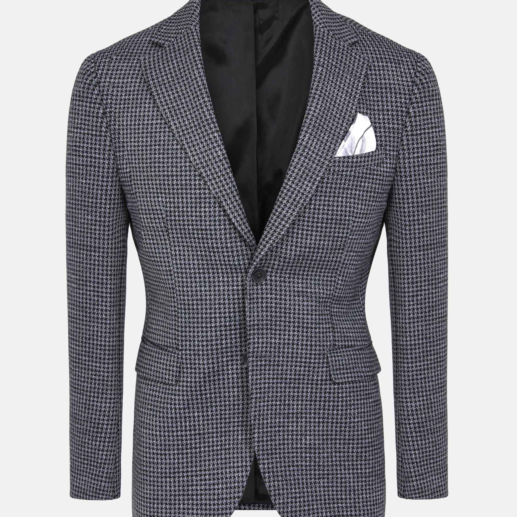 Minerva Checked Slim Fit Blk Grey Blazer 60
