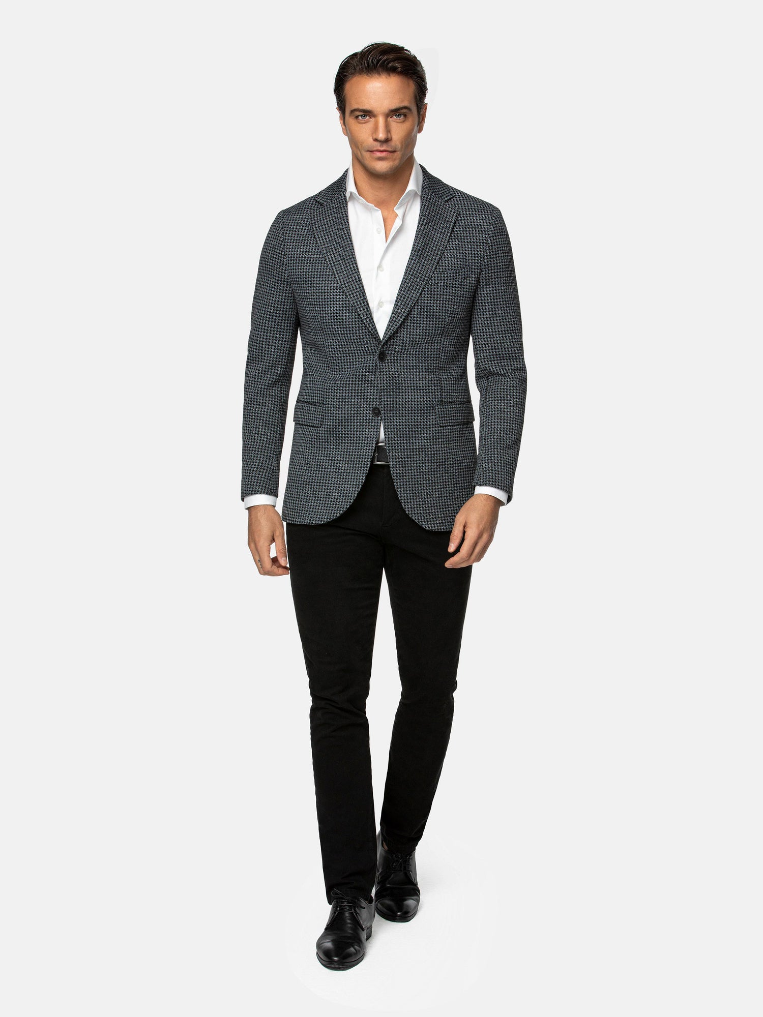 Minerva Checked Slim Fit Blk Grey Blazer 60