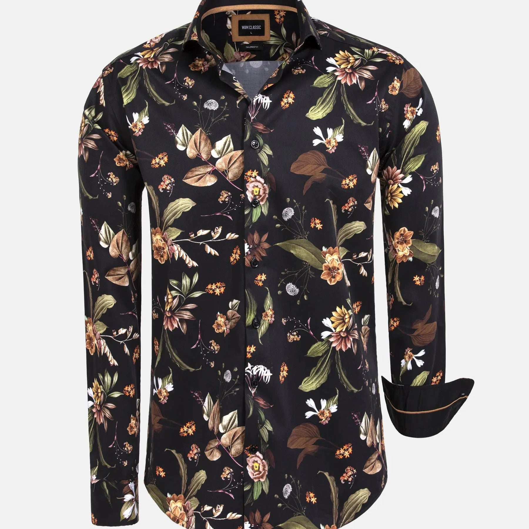 Meru Slim Fit Floral Black Shirt 6XL