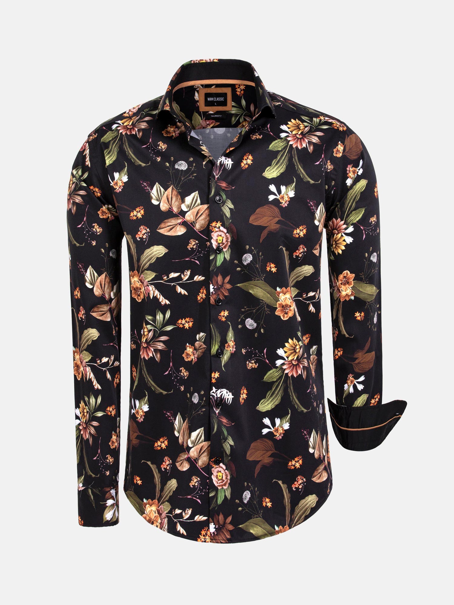 Meru Slim Fit Floral Black Shirt 6XL