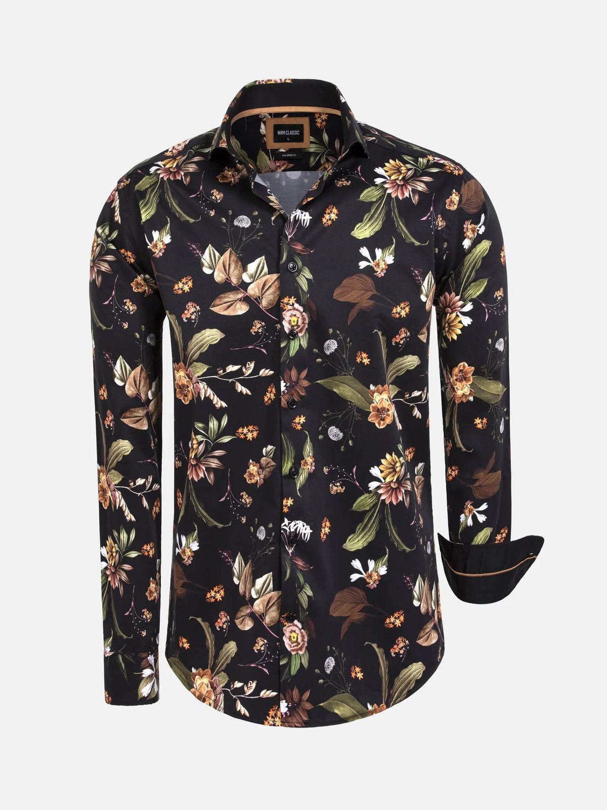 Meru Slim Fit Floral Black Shirt 6XL