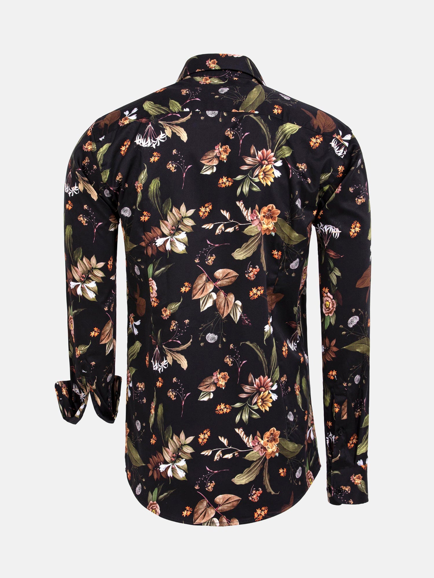 Meru Slim Fit Floral Black Shirt 6XL