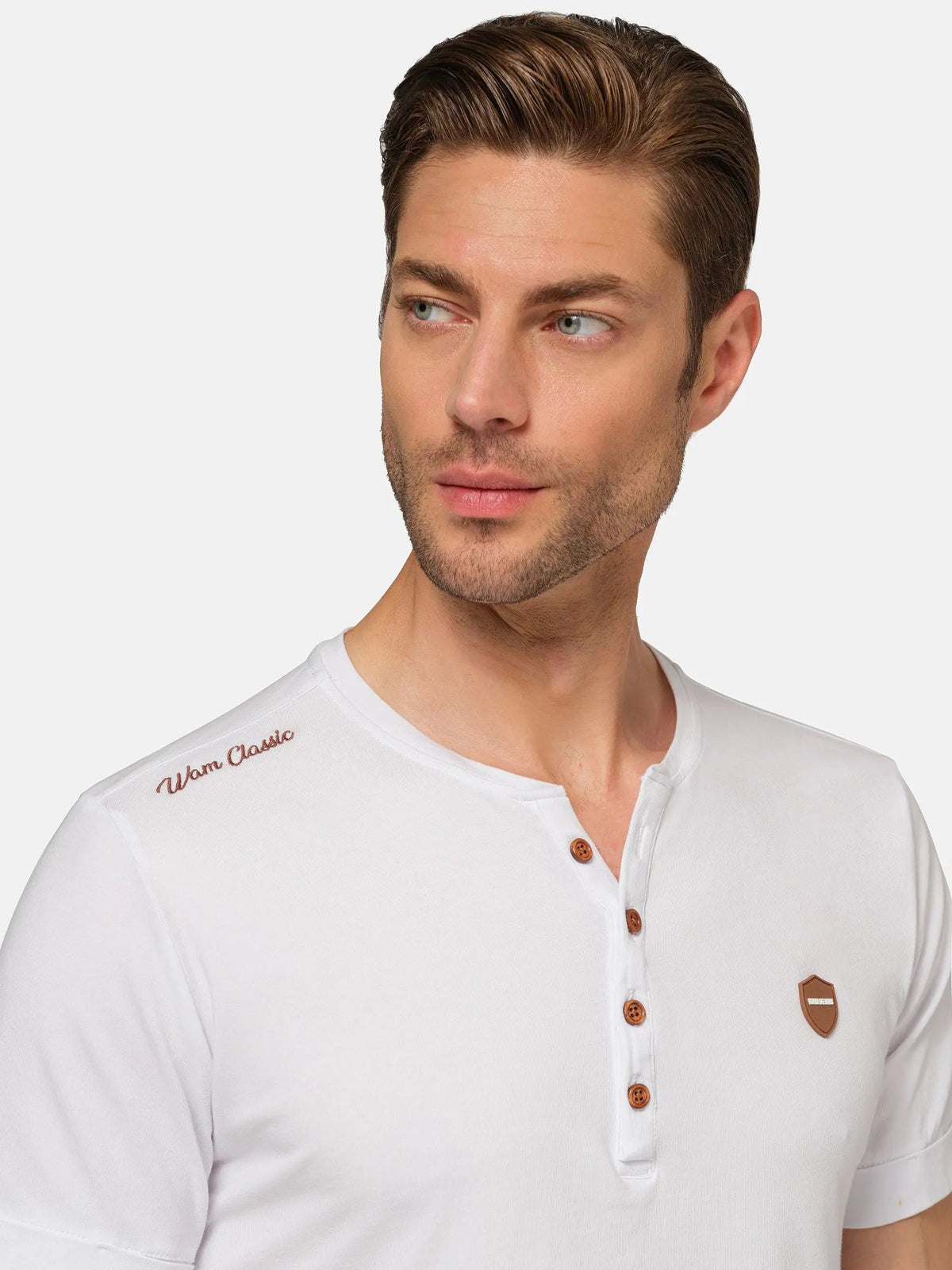 Korfual Casual V-neck button T-shirt White 6XL