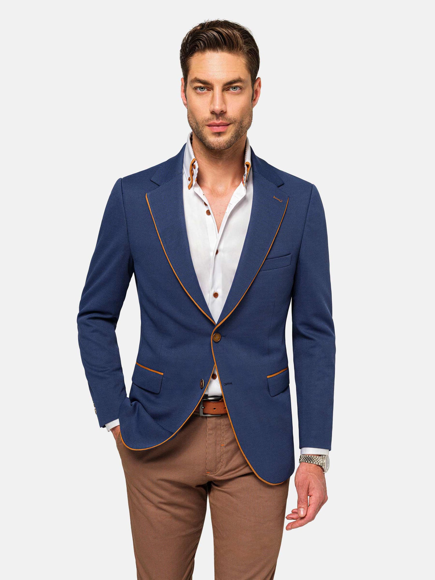 Dwayne Notched Lapel Light Navy Blazer. 60