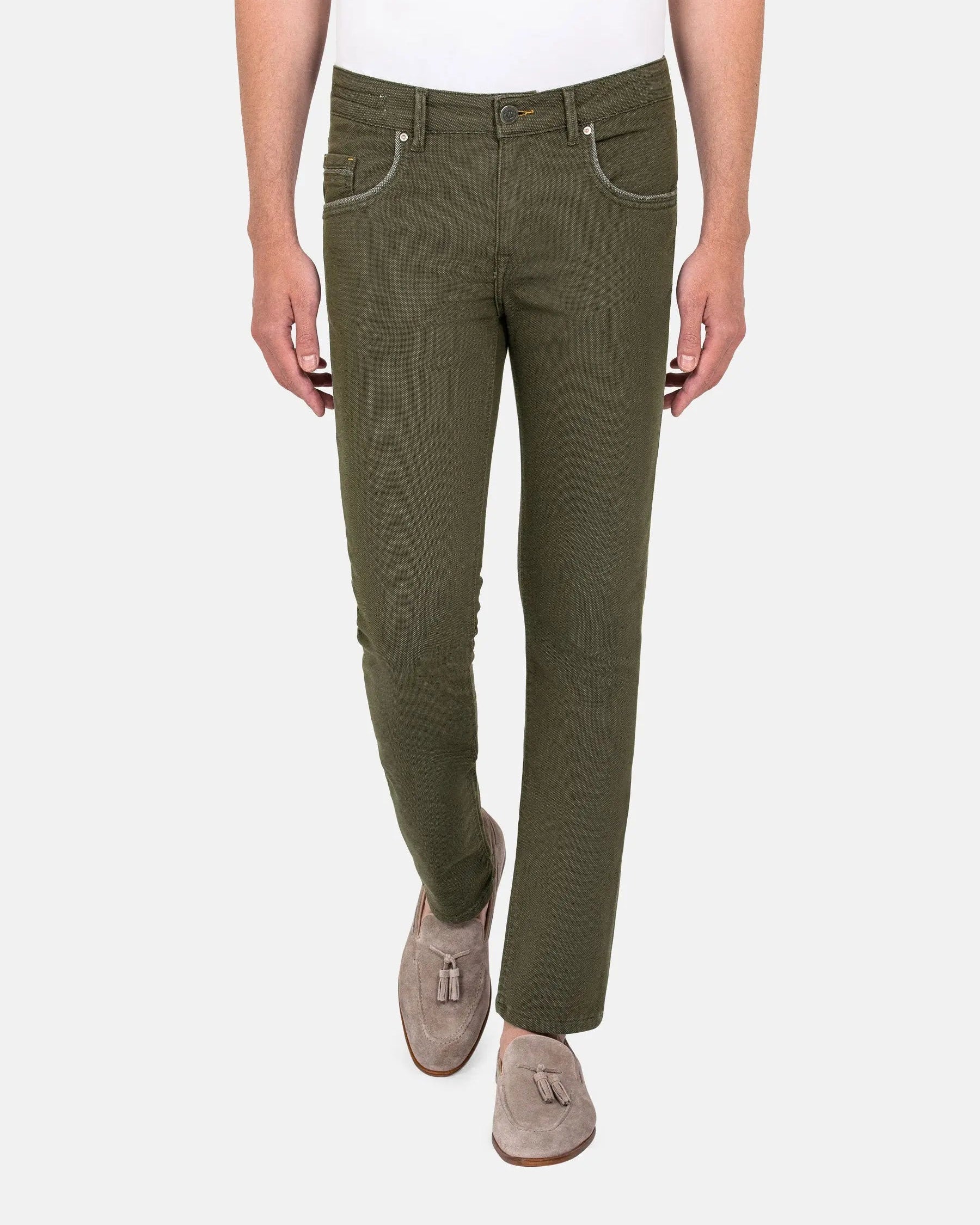 Swindon Stretch Slim Fit Khaki Jeans 38-32