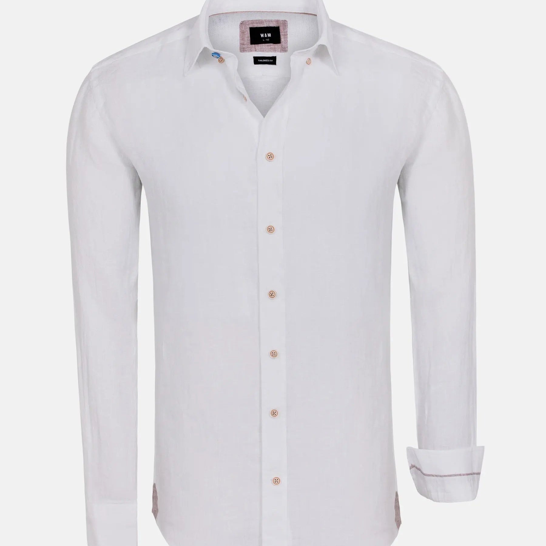 Redention Linen White Long Sleeve Shirt 6XL