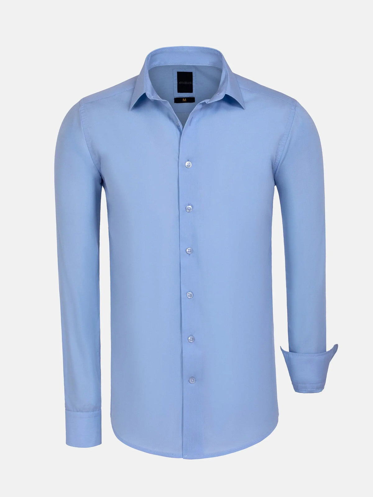 Light blue long-sleeve men’s dress shirt with button-down front and classic collar – Wam Denim.