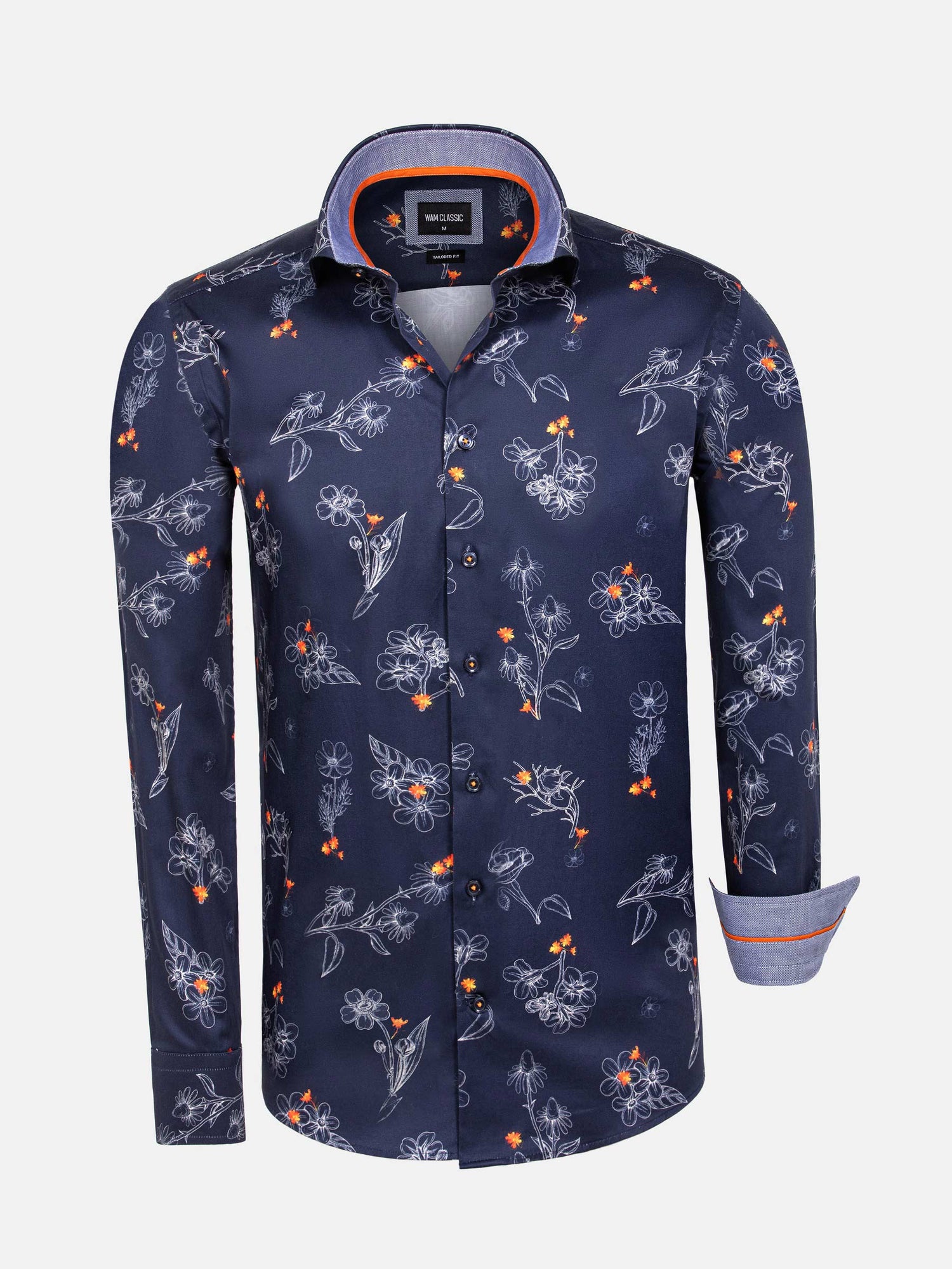 Baga Navy Long Sleeve Floral Print Shirt 6XL