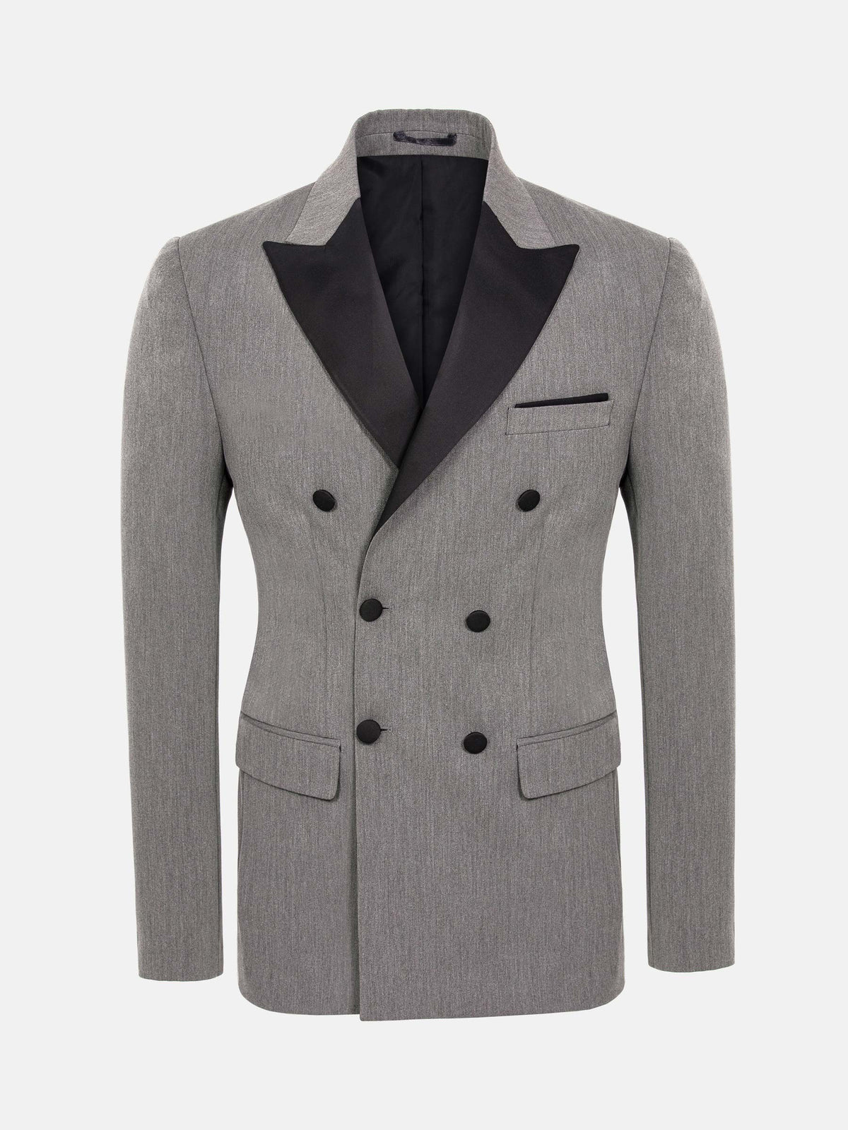 Slim Fit Double Breasted Grey Blazer 56