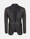 Slim Fit Textured Blk Tuxedo Blazer 56