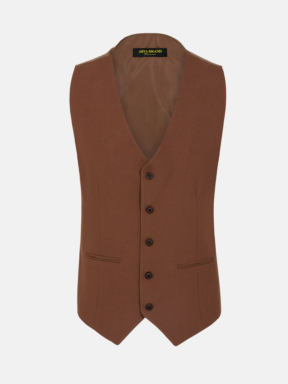 Slim Fit Textured Brown Vest 60