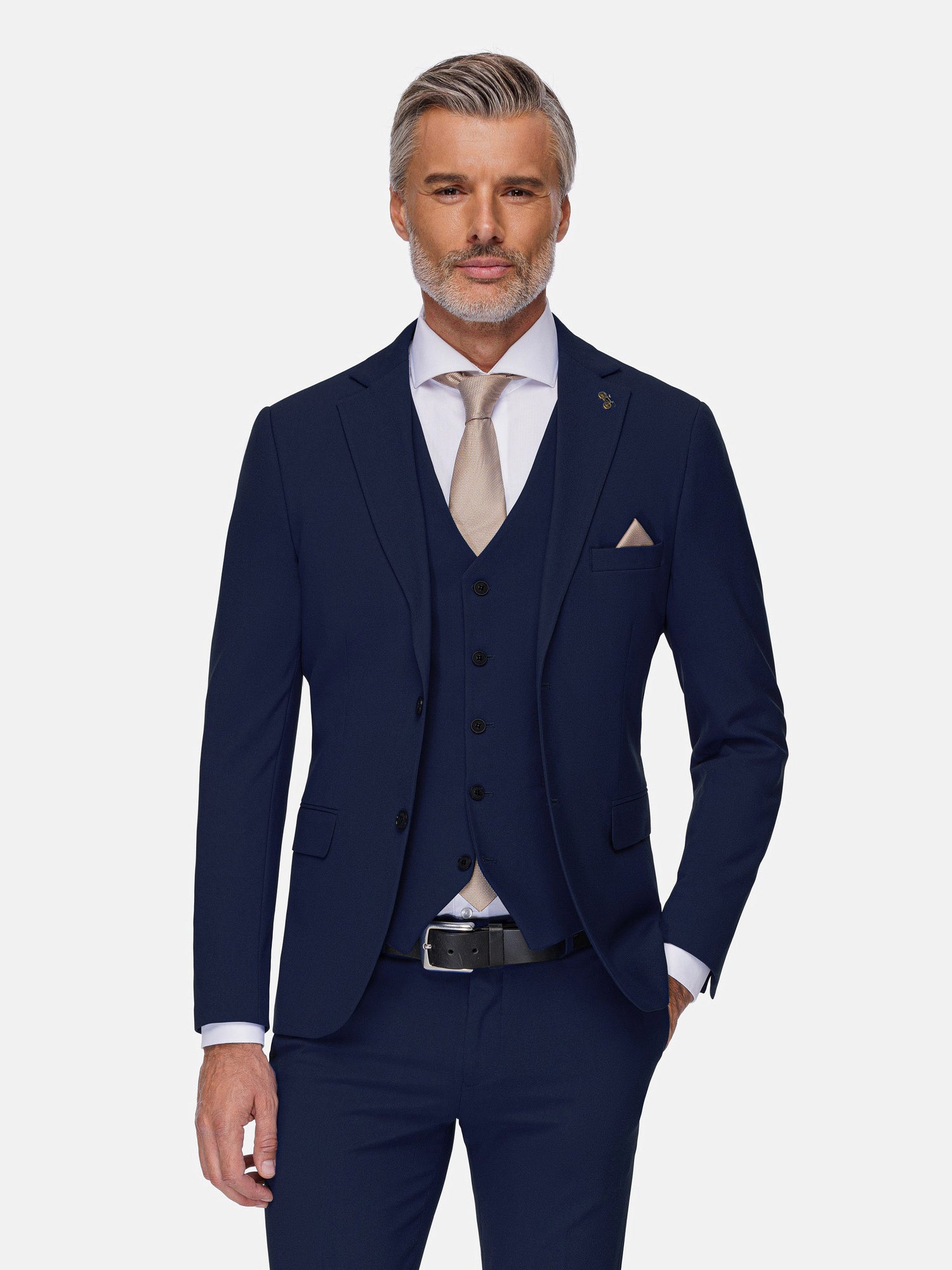 Slim Fit Navy Textured Blazer 60