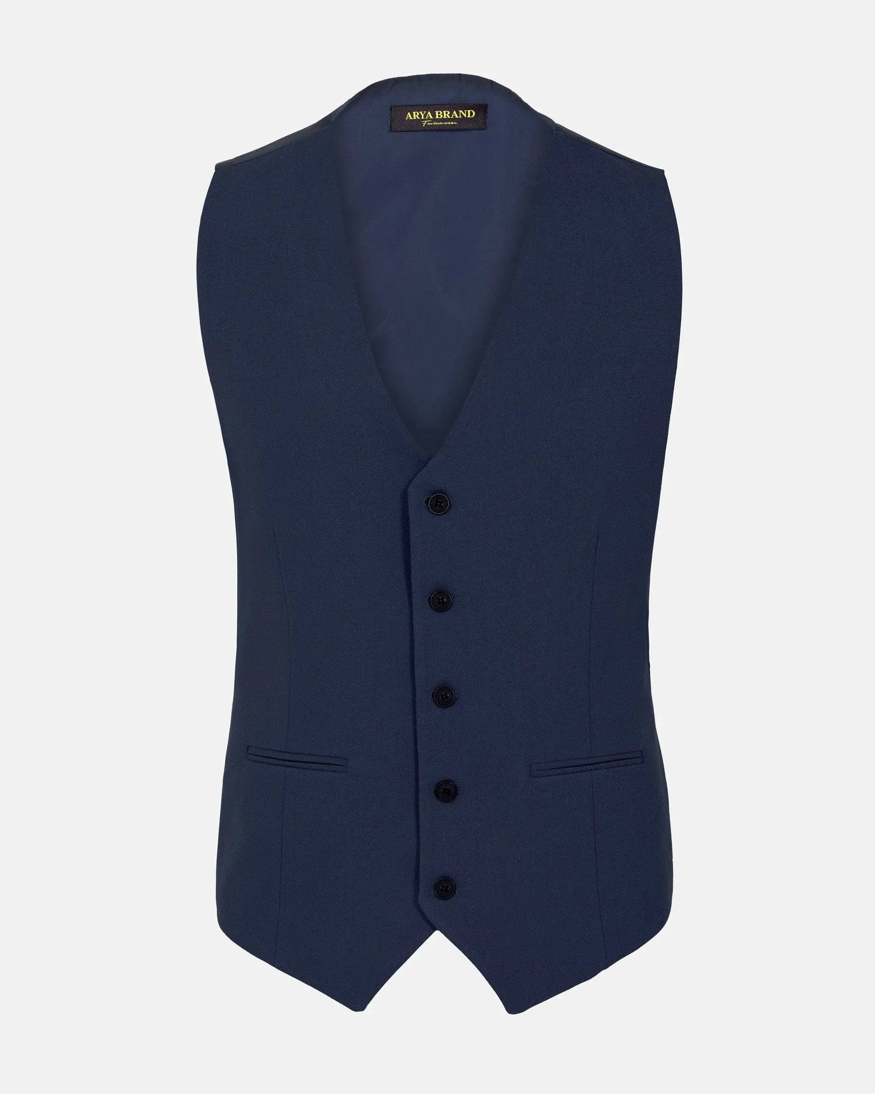 Slim Fit Textured Navy Waistcoat 60