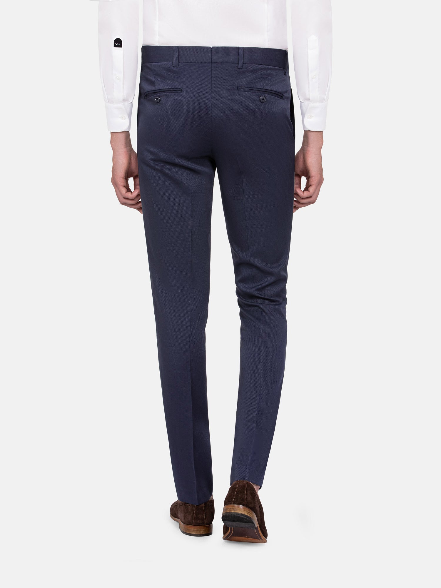 Slim Fit Textured Navy Pants 64