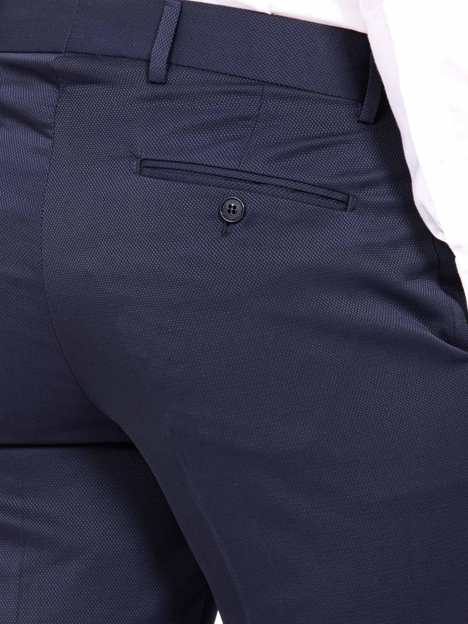 Slim Fit Textured Navy Pants 64