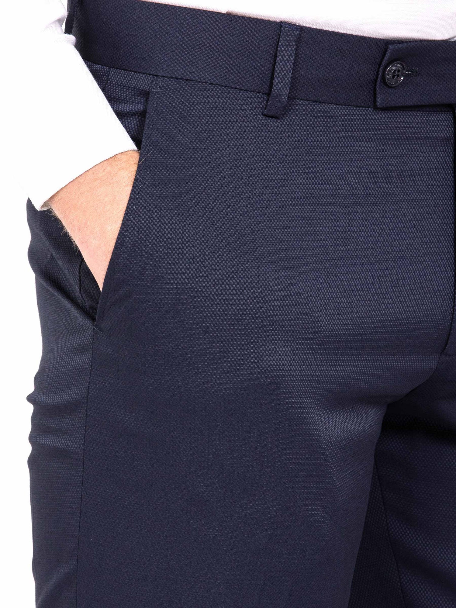 Slim Fit Textured Navy Pants 64