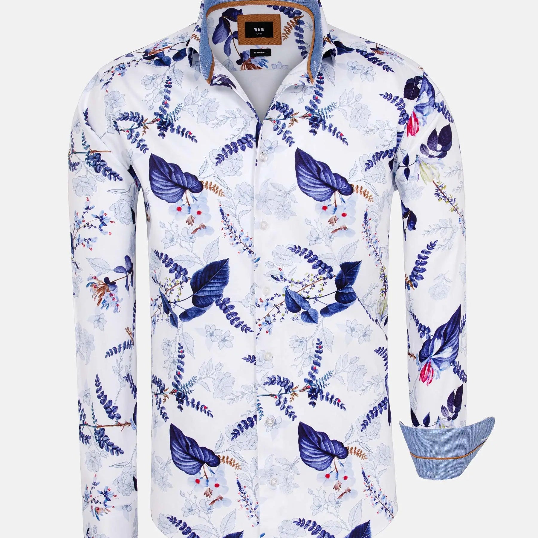 Sullivan White Floral Print Long Sleeve Shirt 6XL