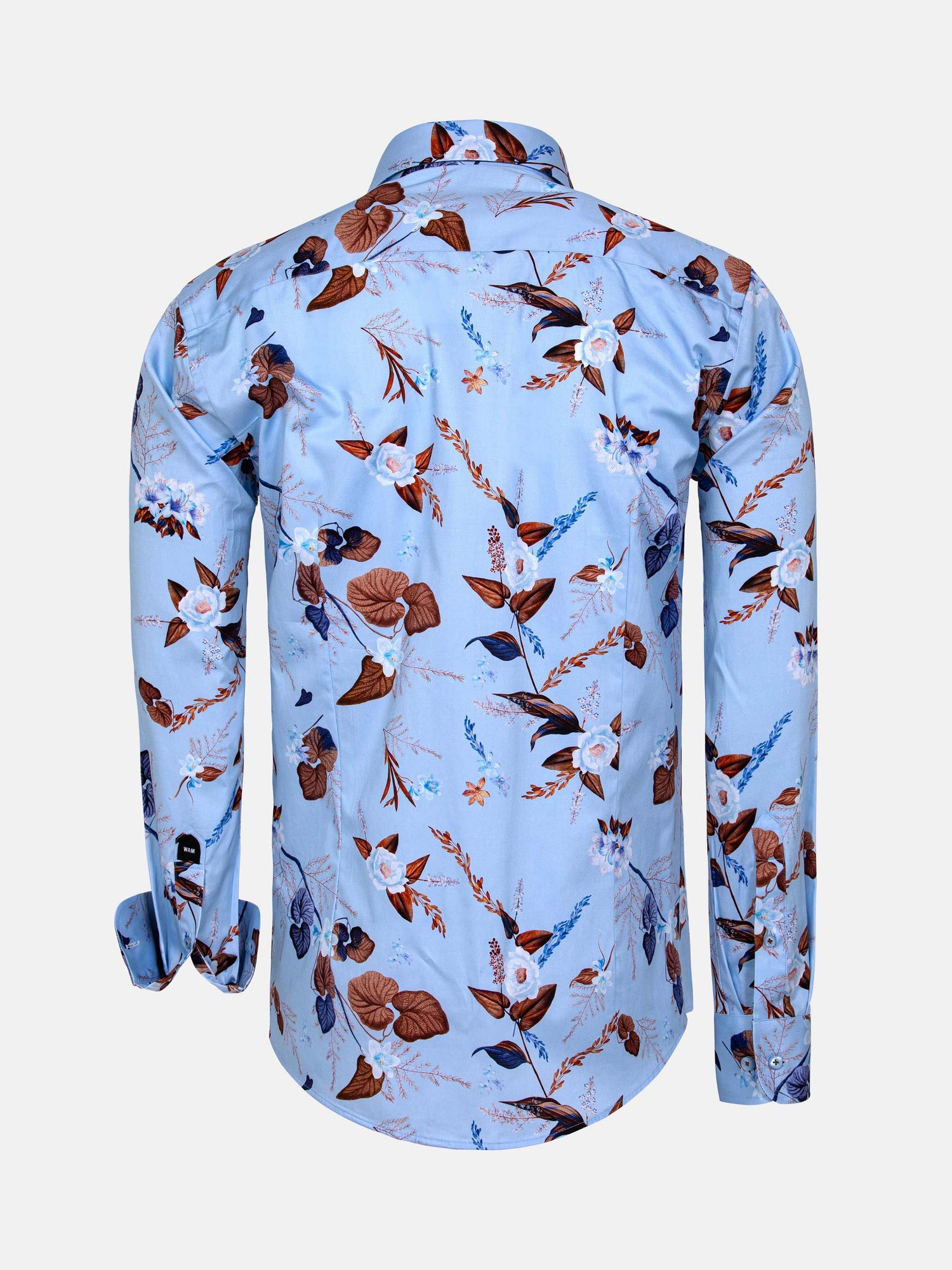 Burano Blue Floral Print Long Sleeve Shirt 6XL