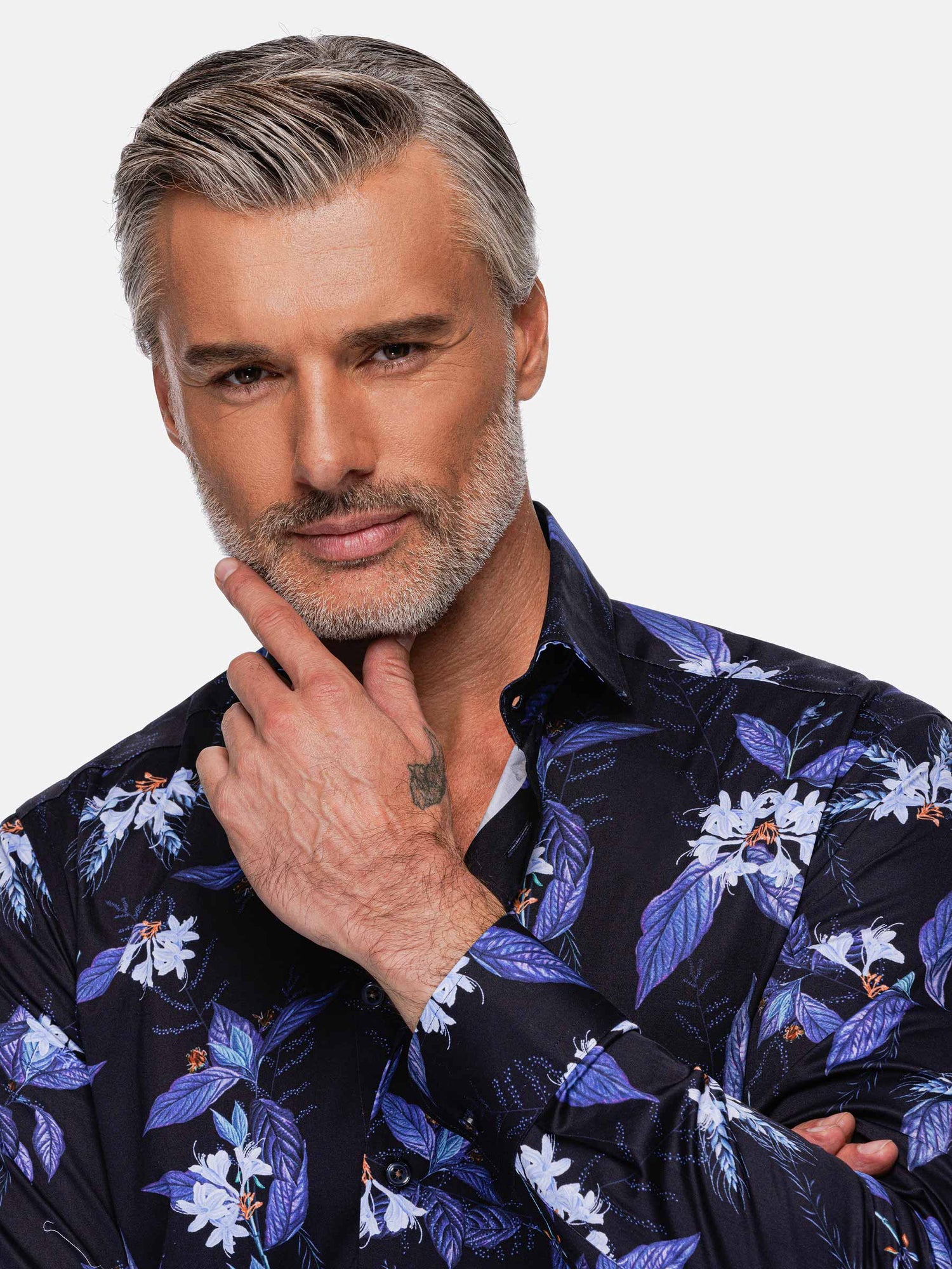 Havana Navy Floral Print Long Sleeve Shirt 6XL