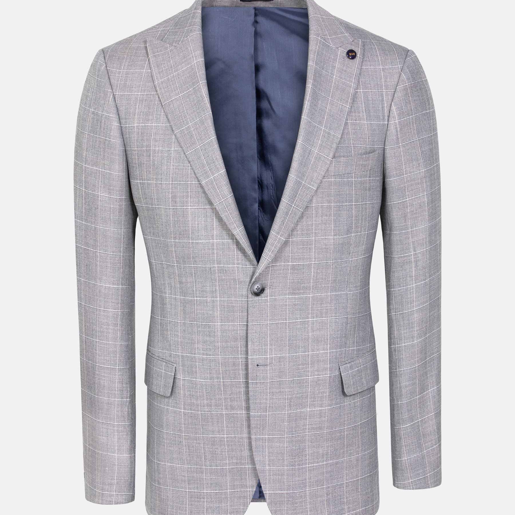 Ground Checkered Slim Fit Grey Blazer 60