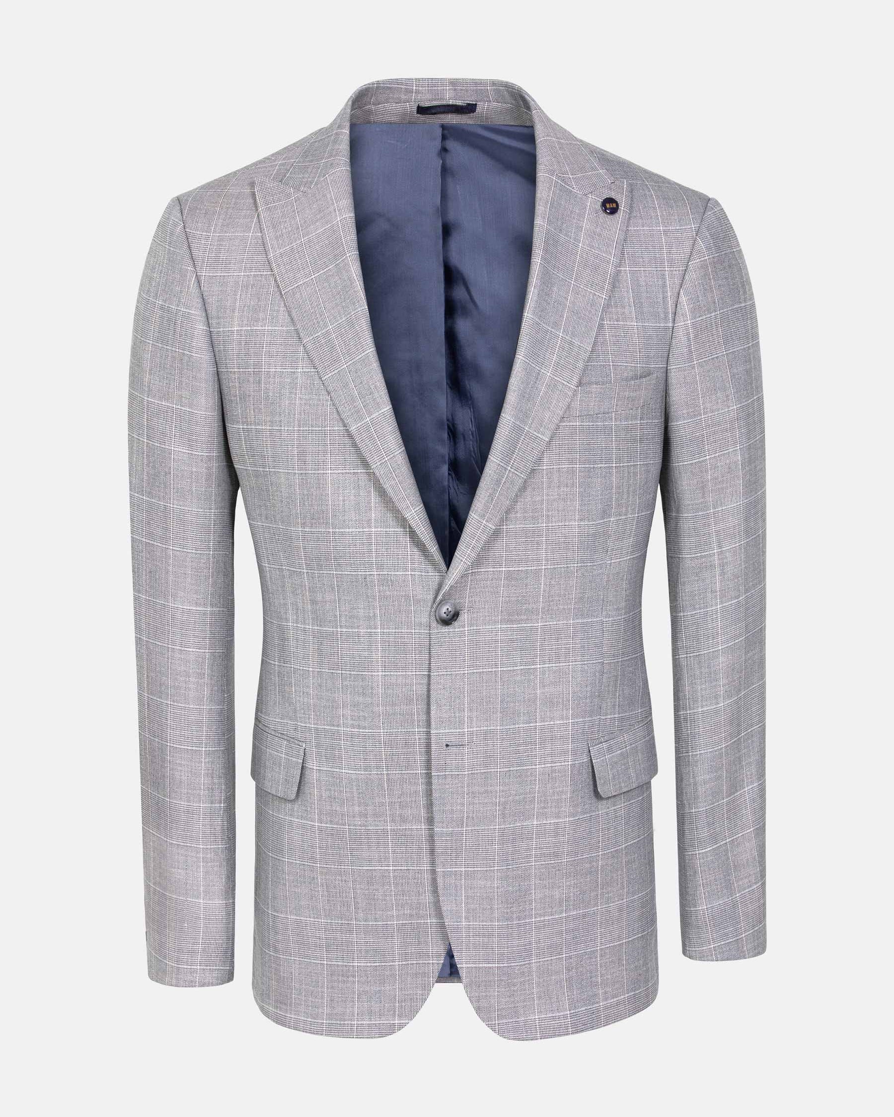 Ground Checkered Slim Fit Grey Blazer 60