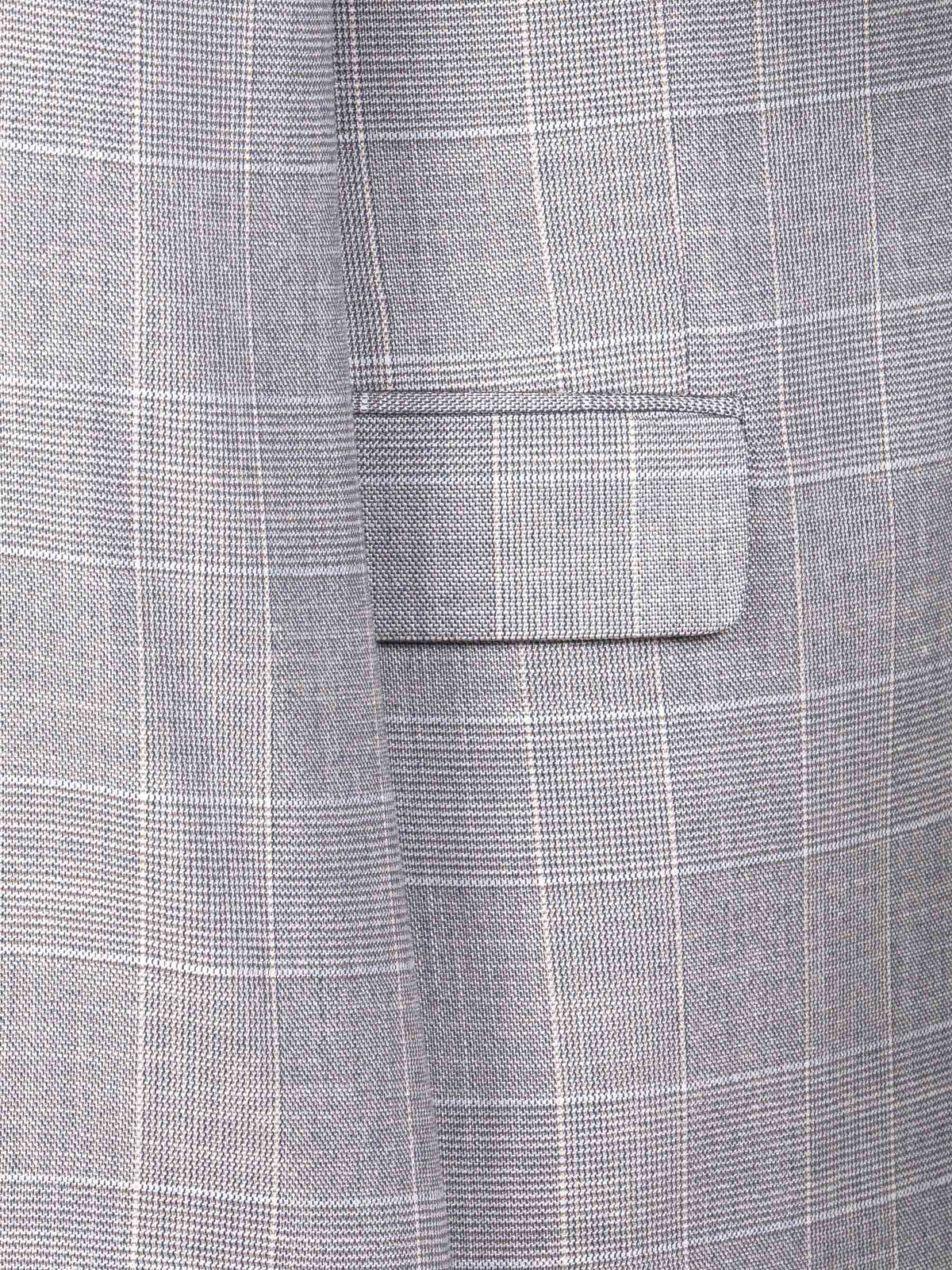 Ground Checkered Slim Fit Grey Blazer 60