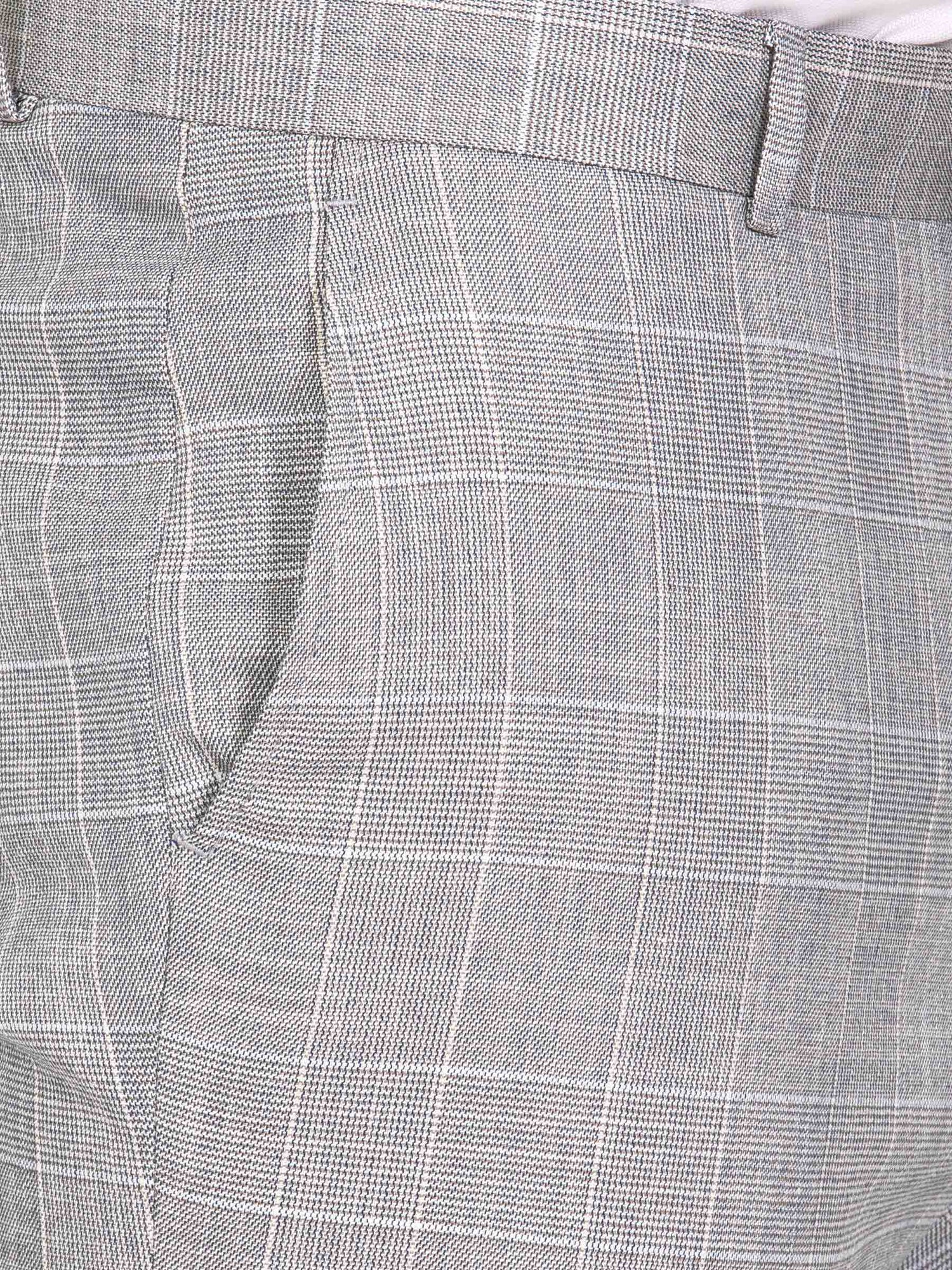 Ground Checkered Slim Fit Grey Pants 60