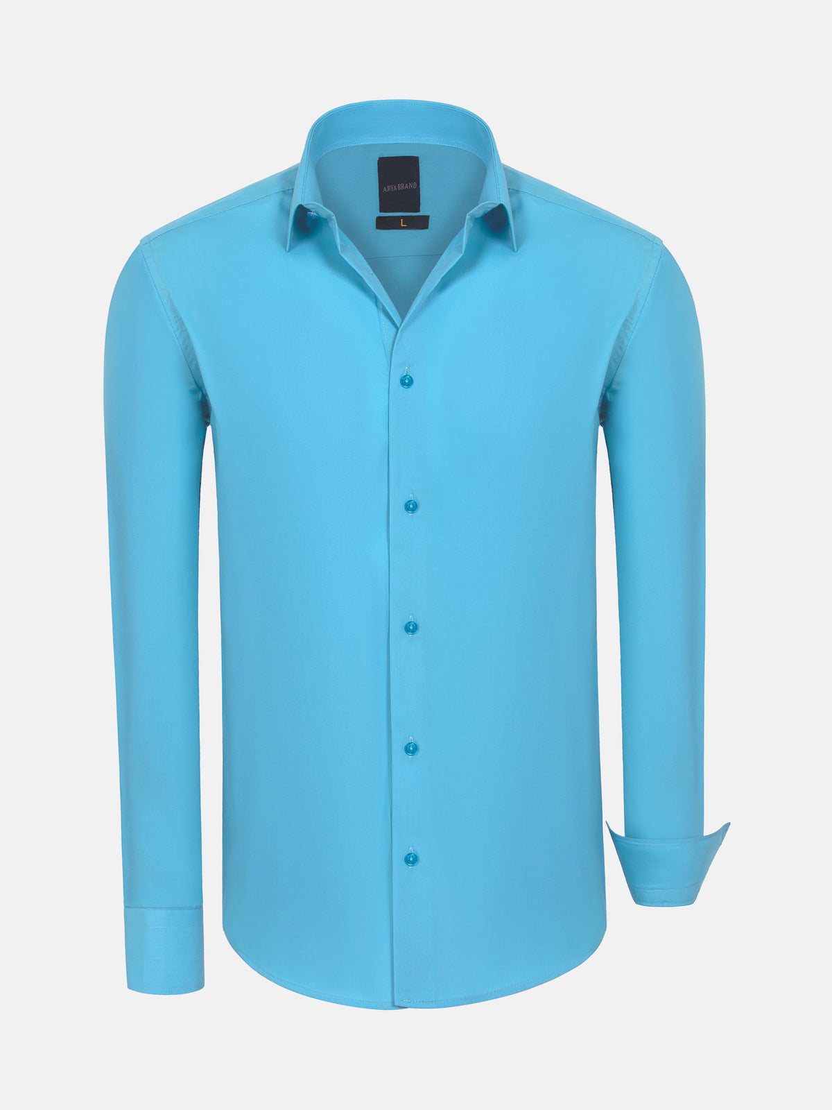 Leira Solid Turquoise Long Sleeve Shirt 6XL