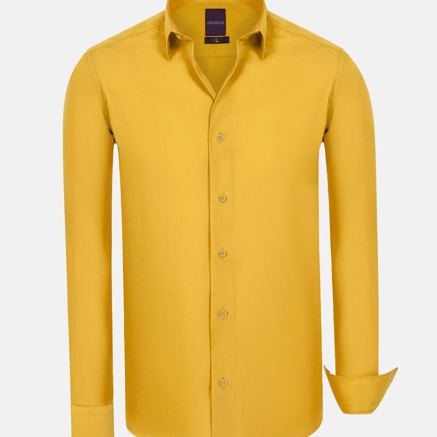 Leira Solid Yellow Long Sleeve Shirt 6XL