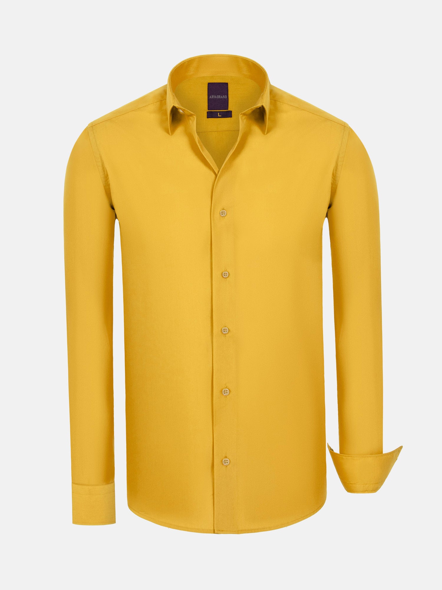 Leira Solid Yellow Long Sleeve Shirt 6XL