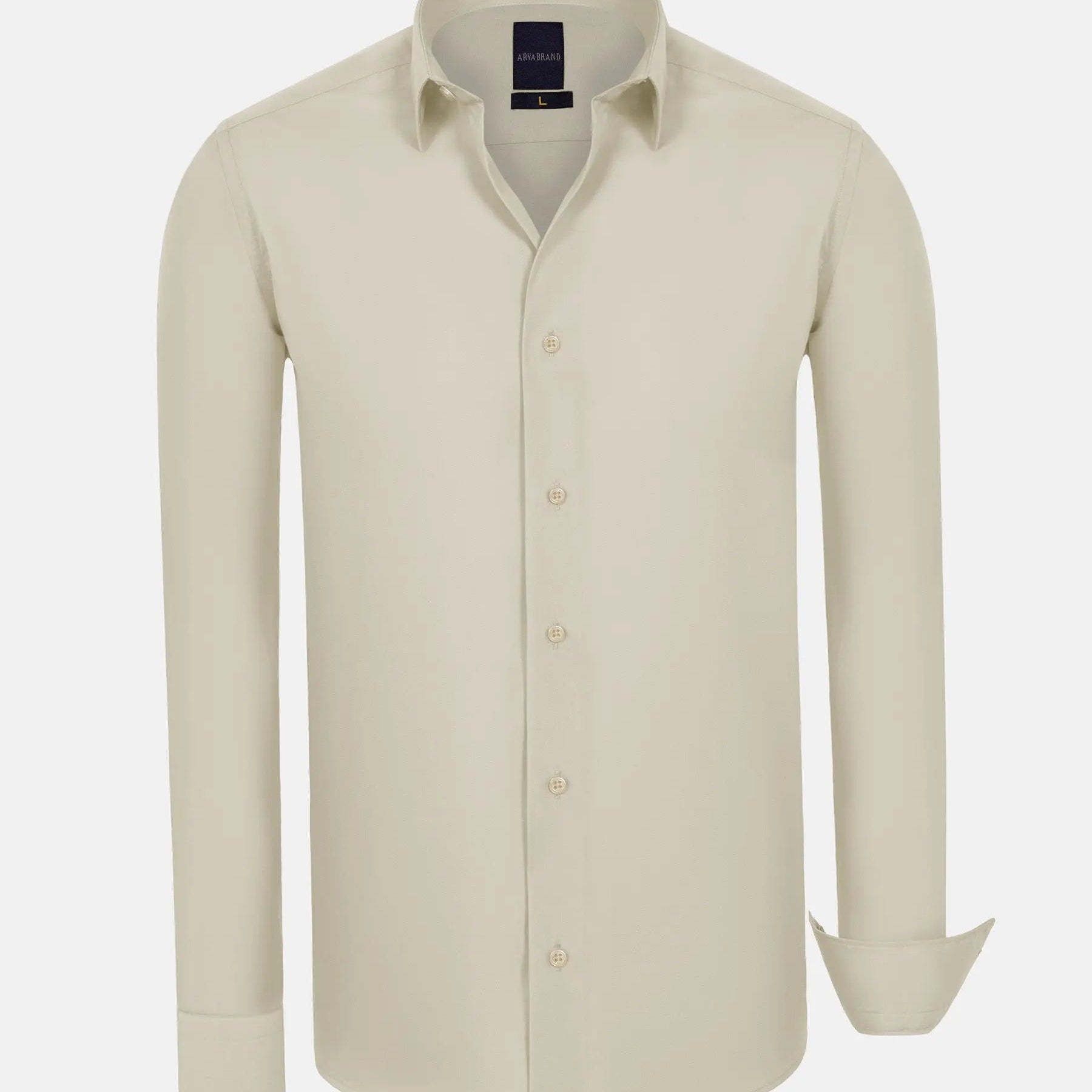 Leira Solid Light Off White Long Sleeve Shirt 6XL