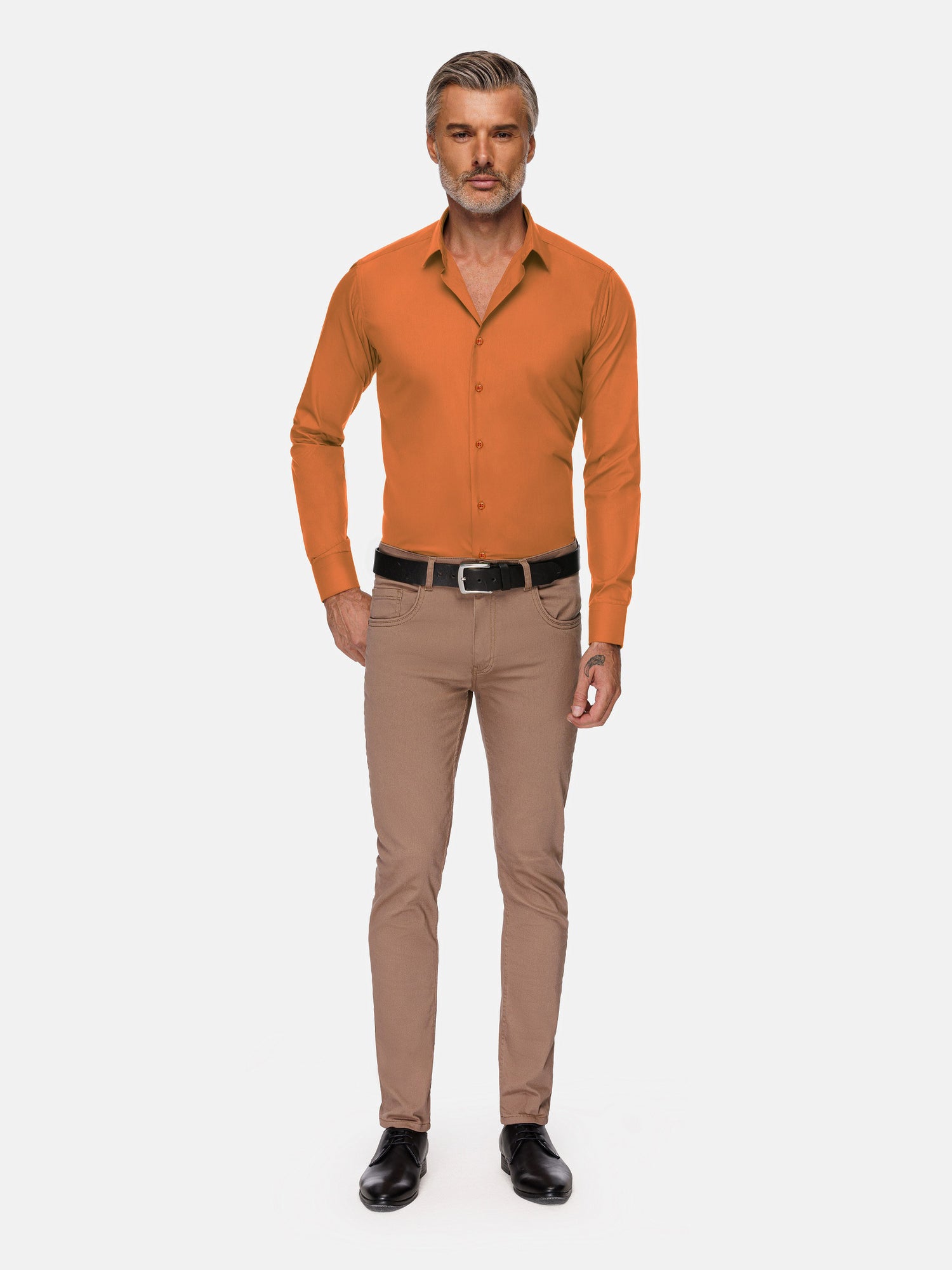 Leira Solid Orange Long Sleeve Shirt 6XL