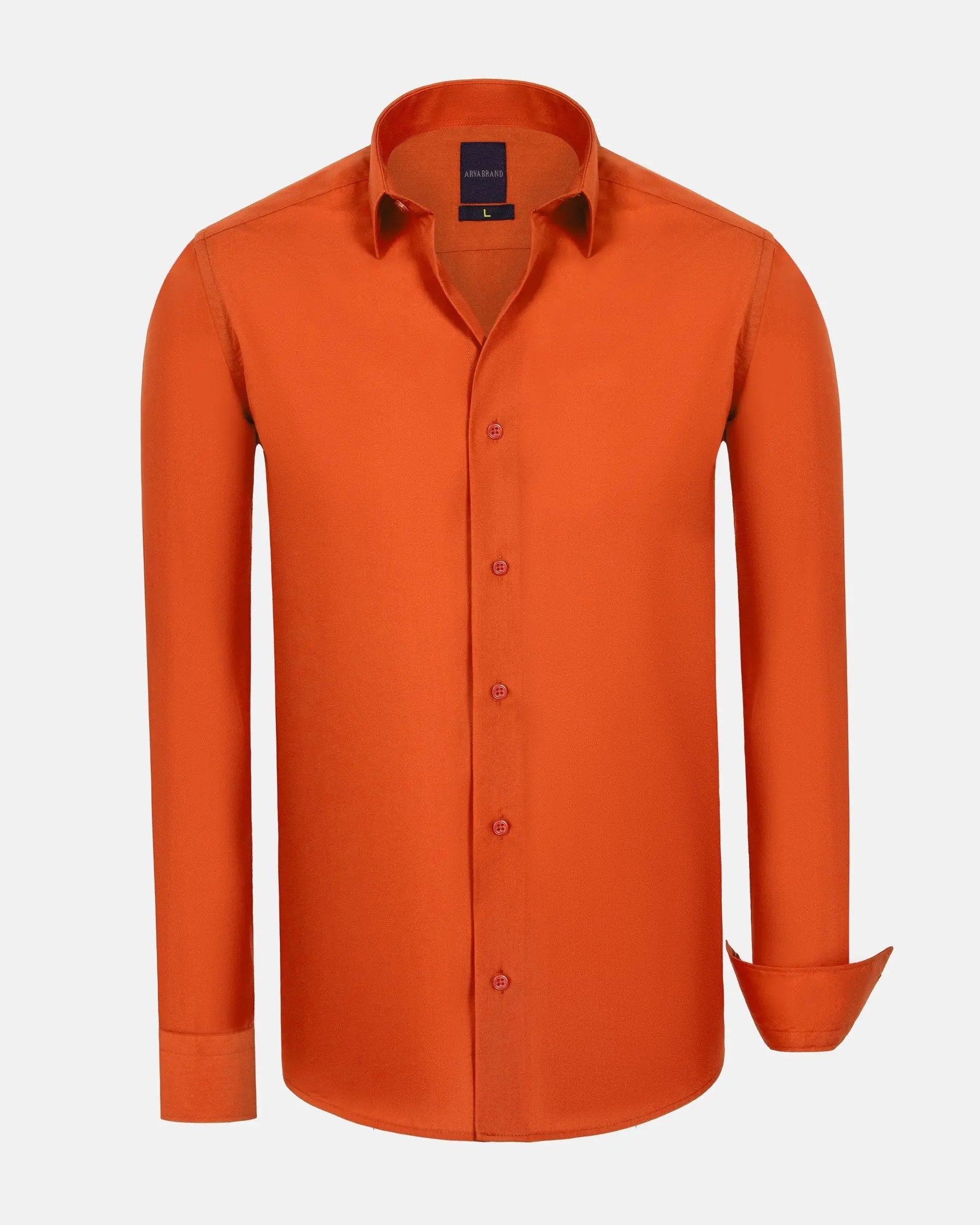 Leira Solid Dark Orange Long Sleeve Shirt 6XL