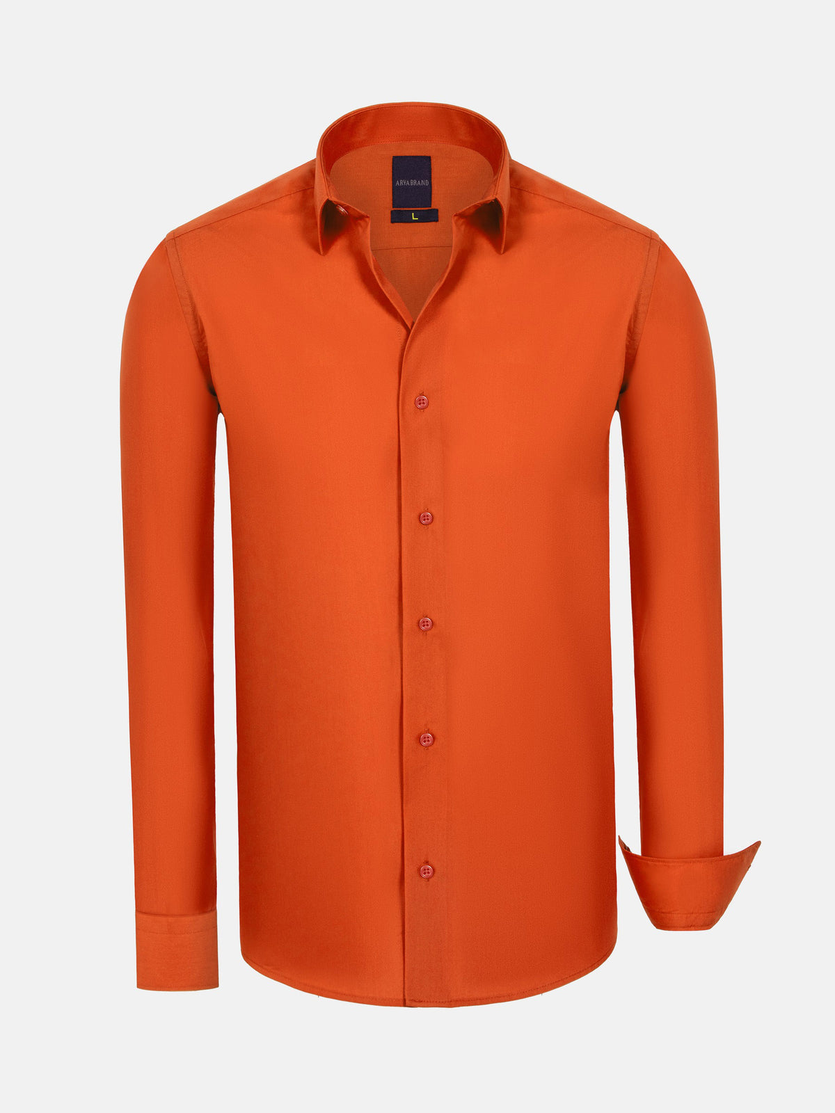 Leira Solid Dark Orange Long Sleeve Shirt 6XL