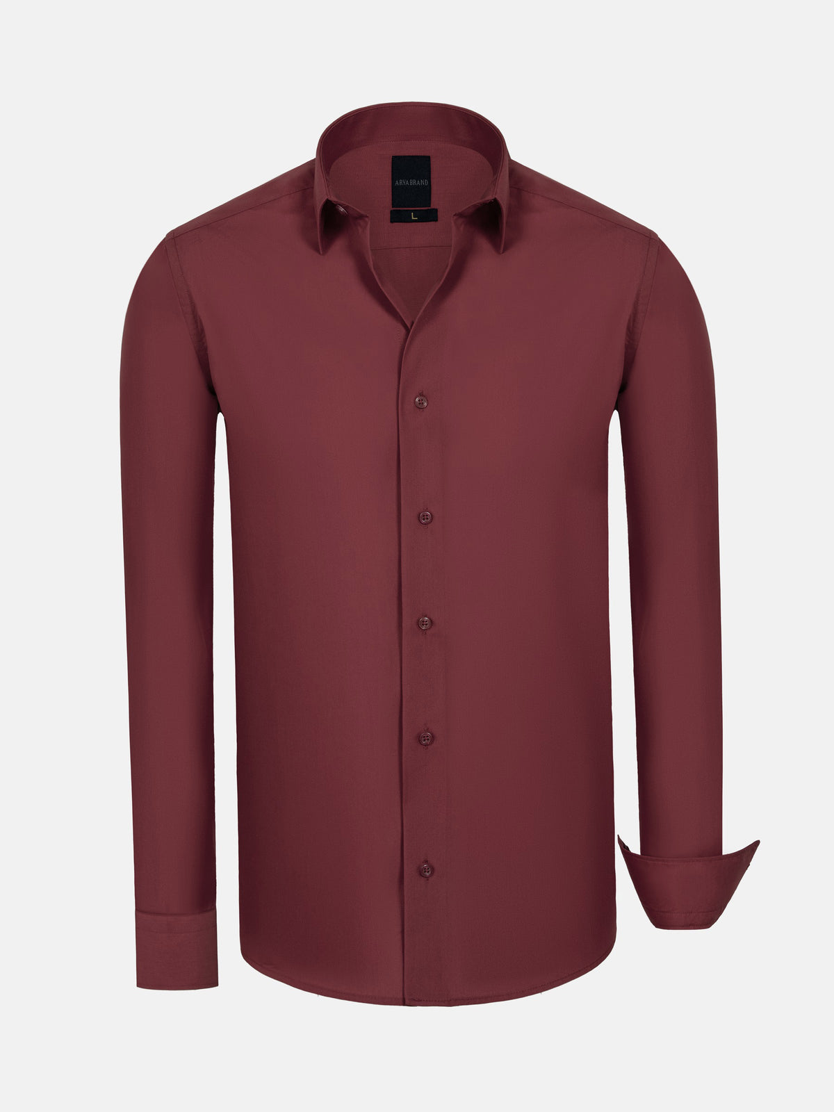 Leira Solid Dark Red Long Sleeve Shirt 6XL