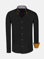 Ales Solid Structured Black Long Sleeve Shirt 6XL