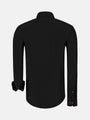 Ales Solid Structured Black Long Sleeve Shirt 6XL