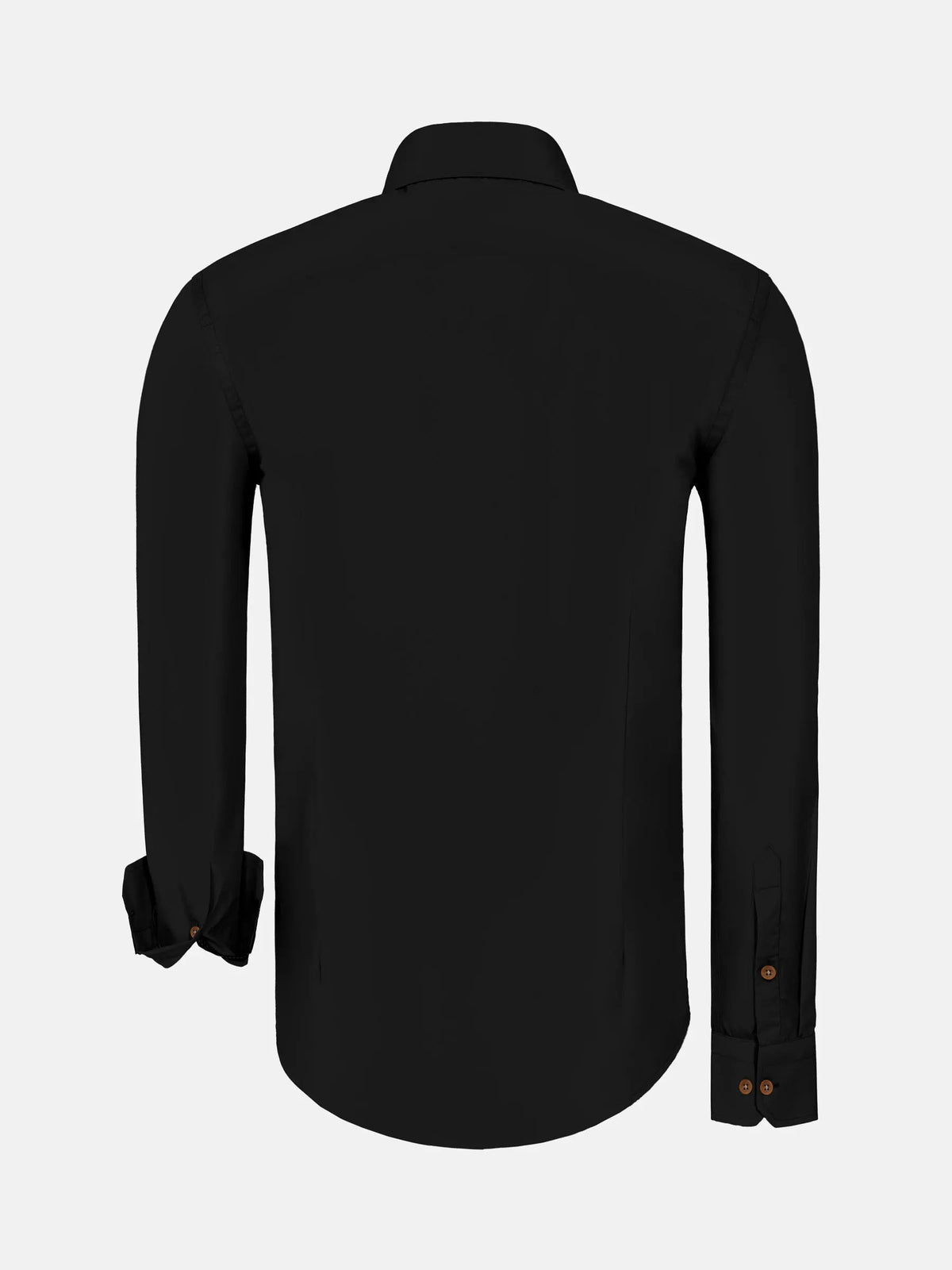 Ales Solid Structured Black Long Sleeve Shirt 6XL