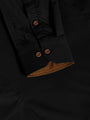 Ales Solid Structured Black Long Sleeve Shirt 6XL